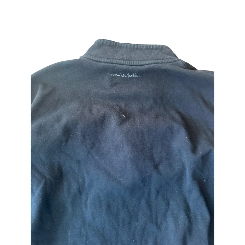 TravisMathew Mens Black Quarter Zip Pullover Golf Sweatshirt Mock Neck Large
